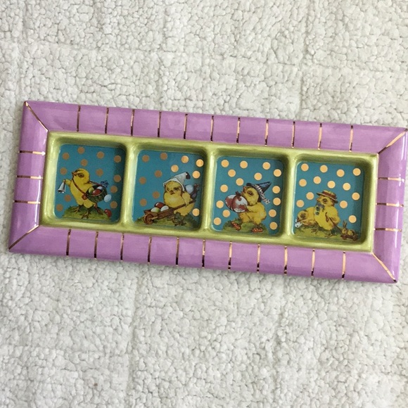 Dept 56 Easter divided gray dish NWT